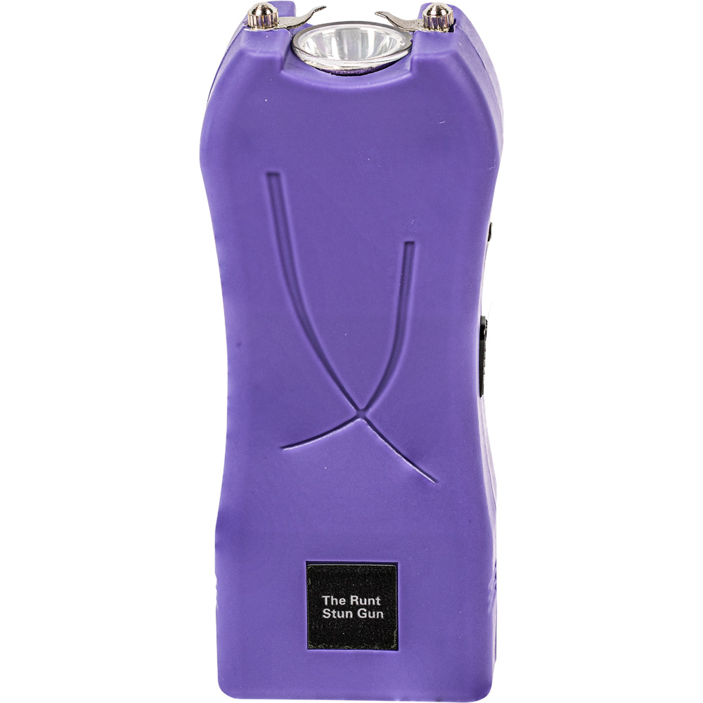 Rechargeable Runt 80,000,000 volt stun gun with flashlight and wrist strap disable pin Purple